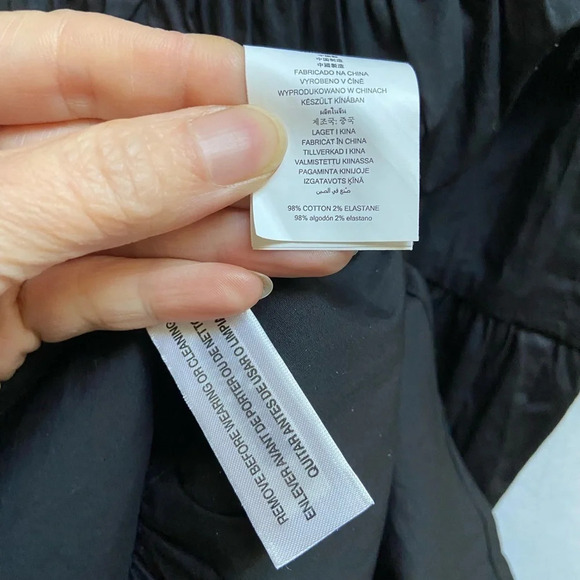 MICHAEL KORS Black  Stretch Cotton Poplin Puff-Sleeve Dress Sz XXS - Picture 10 of 13